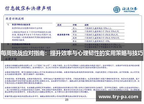 每周挑战应对指南：提升效率与心理韧性的实用策略与技巧