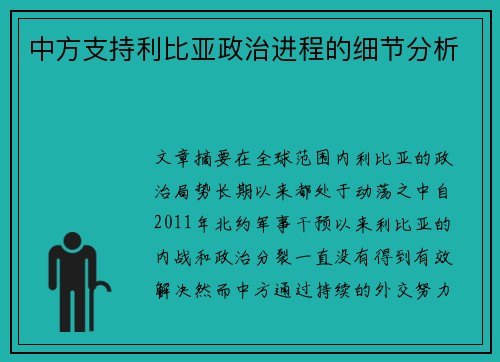中方支持利比亚政治进程的细节分析